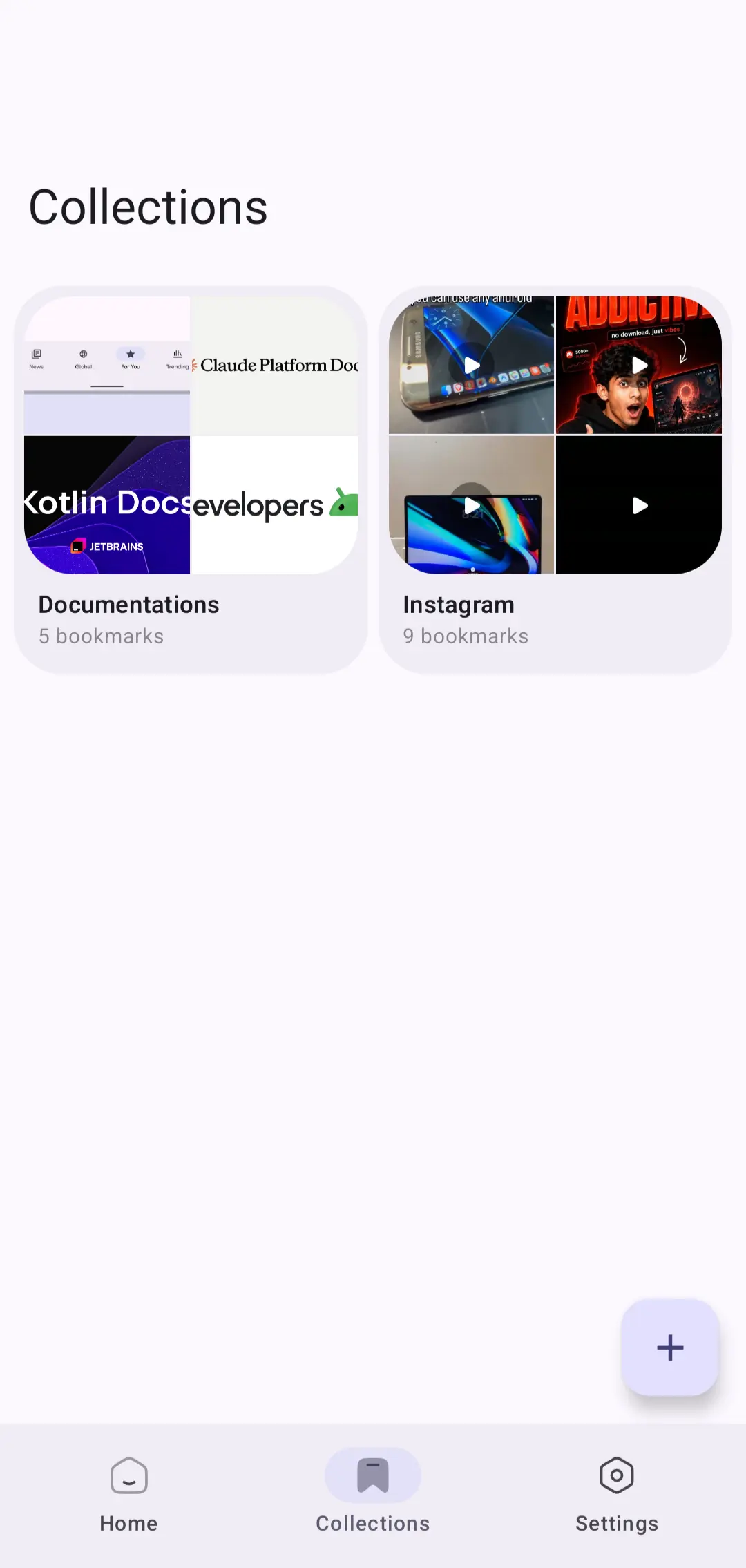 Shelf app home screen