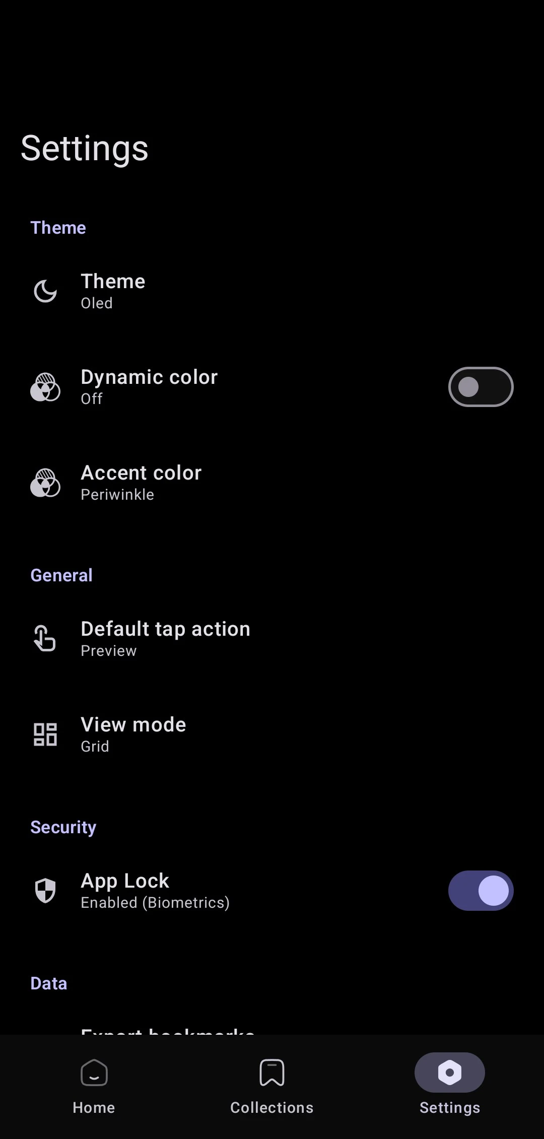 Shelf app collections view